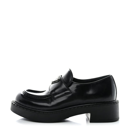 Prada Spazzolato Metal Triangle Logo 50mm Loafers 35 Black 1 of 13