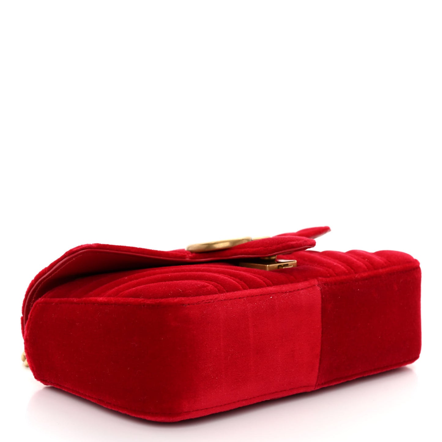 Velvet Matelasse Small GG Marmont Shoulder Bag Hibiscus Red