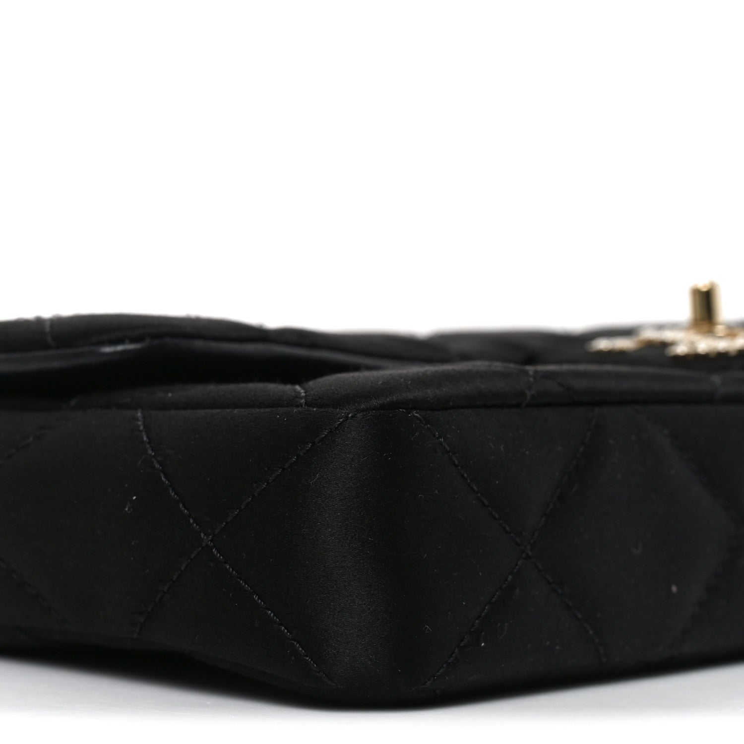 Chanel Satin Quilted Pearl CC Flap Clutch Black 9 of 10