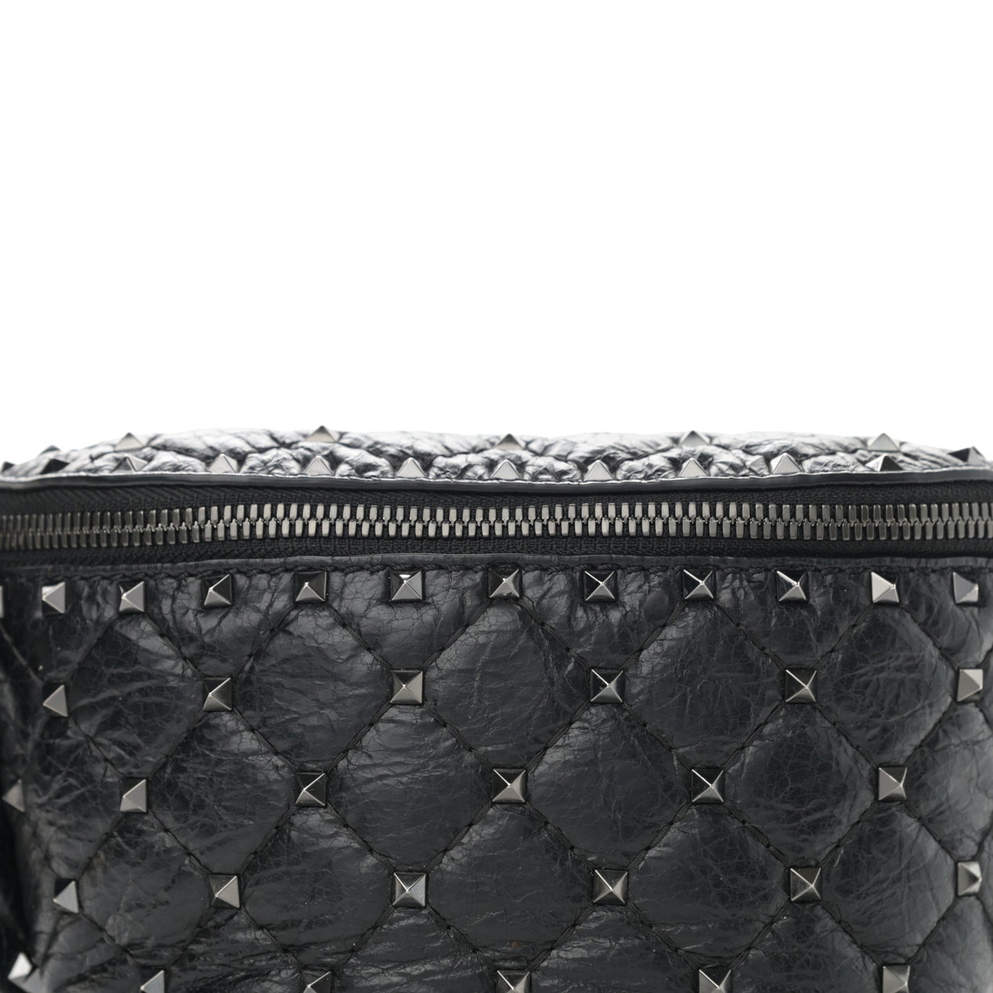 Craquele Nappa Rockstud Spike Belt Bag Black