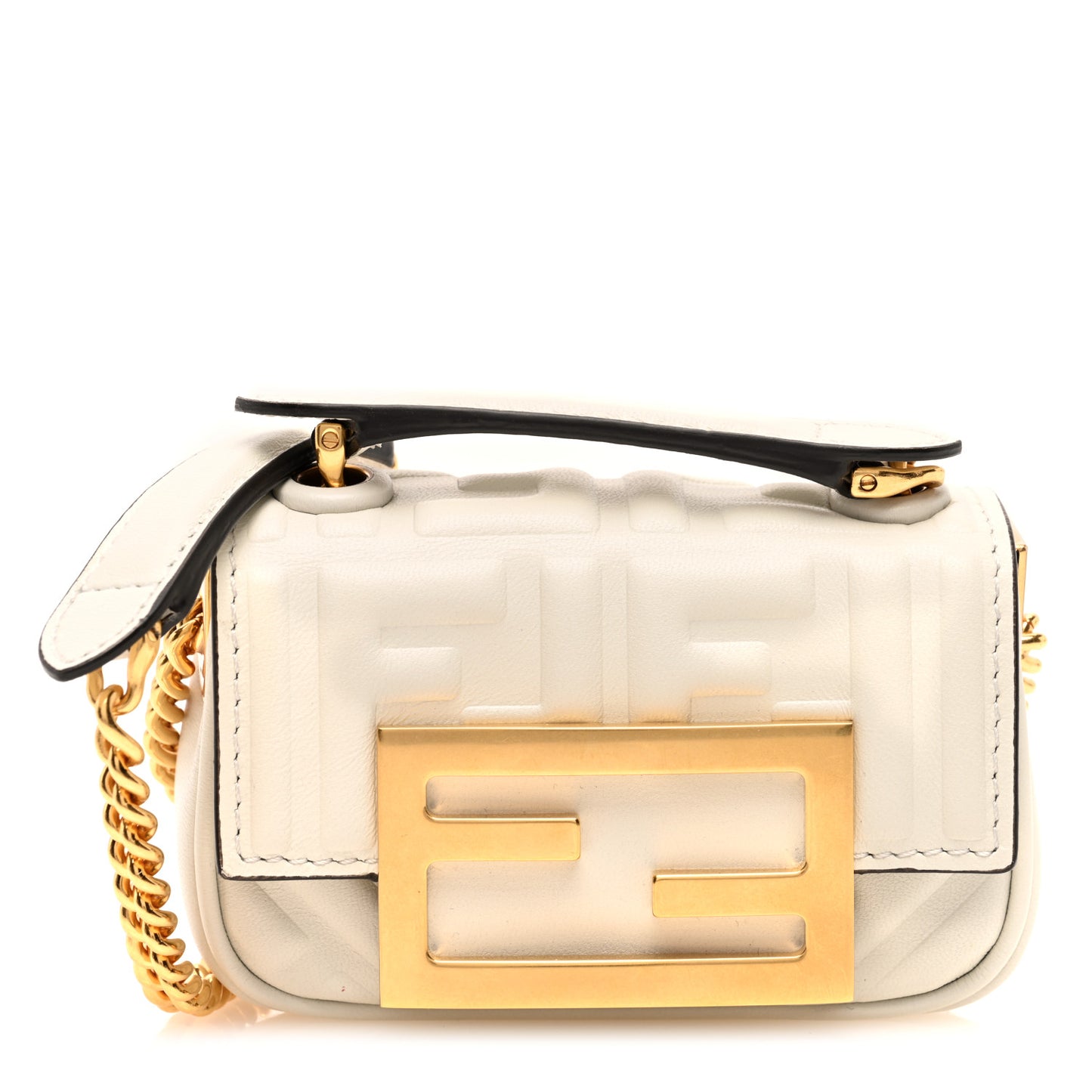 Nappa Matisse FF Embossed Nano Chain Baguette White