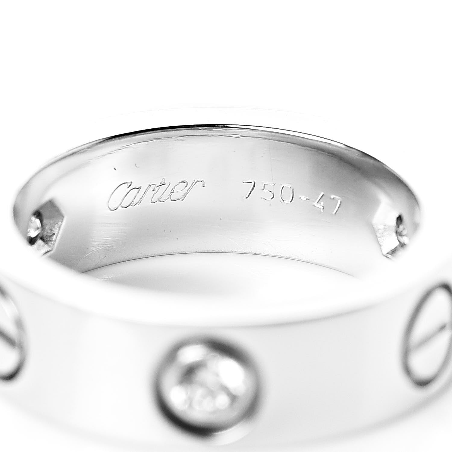Cartier 18K White Gold 3 Diamond 5.5mm LOVE Ring 47 4 5 of 5