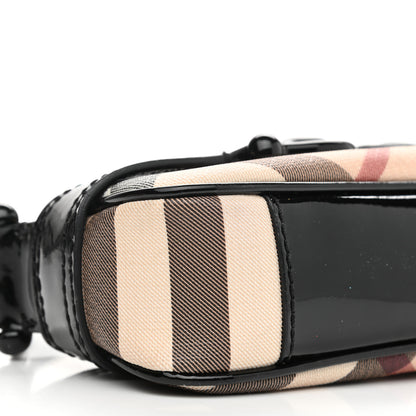 Burberry Patent Supernova Check Link Stirrup Small Bag Black 10 of 11