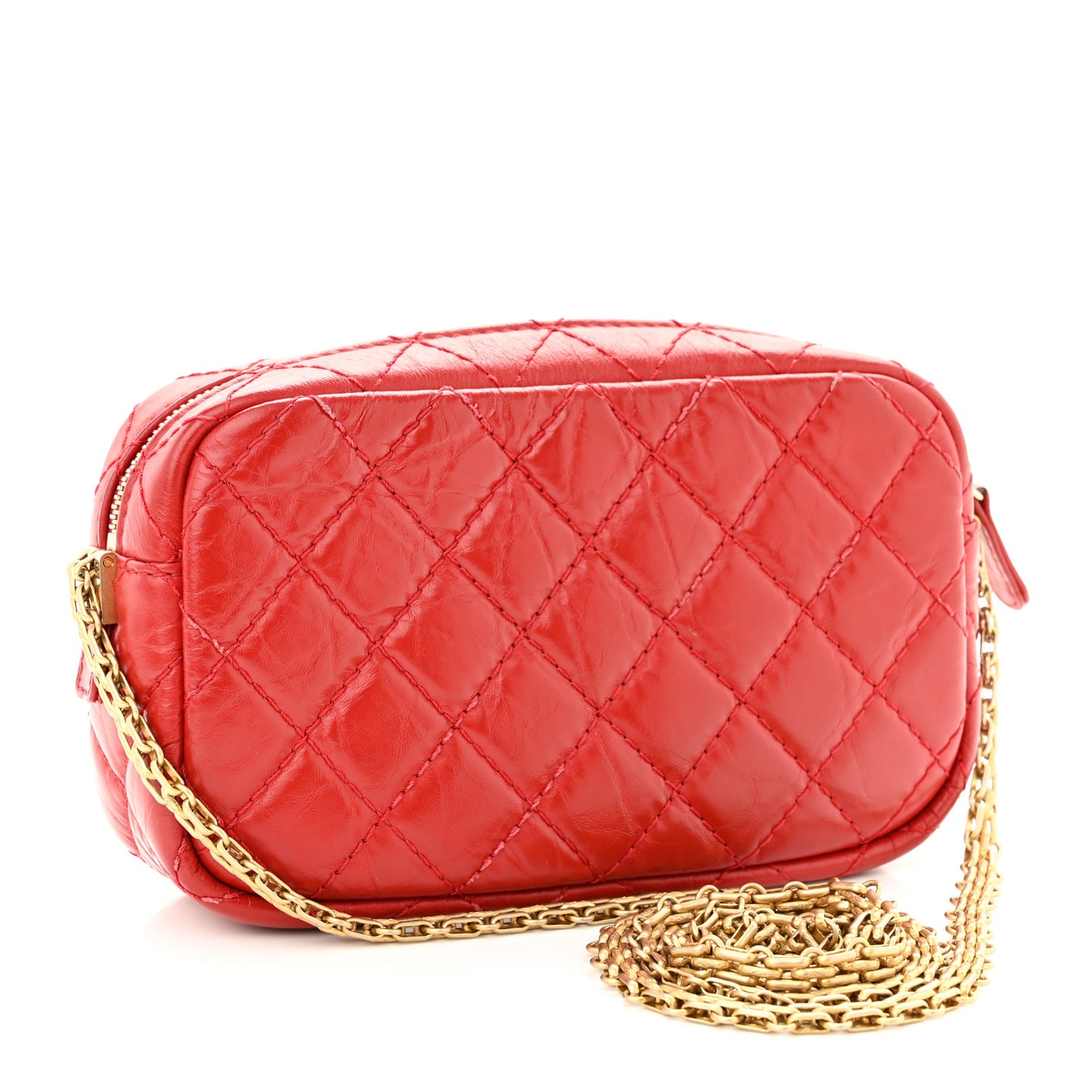 Aged Calfskin Quilted Mini Reissue Camera Case Red