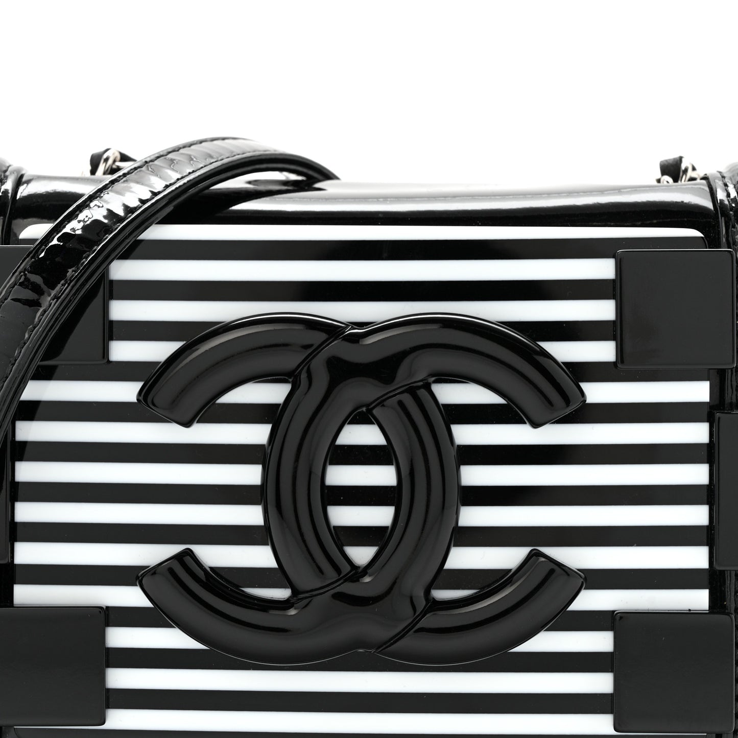 Plexiglass Patent Mini Striped Boy Brick Flap Black White