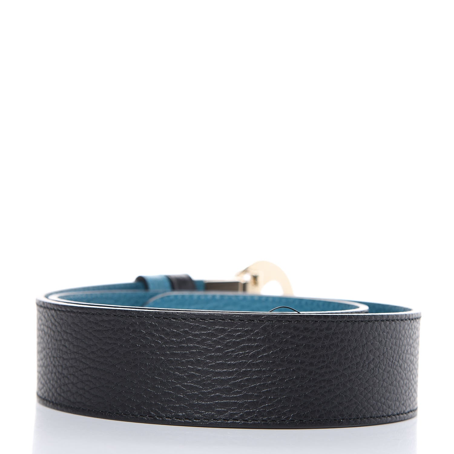 Gucci Dollar Calfskin 1973 Reversible Belt 80 32 Black Deep Cobalt 3 of 5