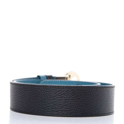 Gucci Dollar Calfskin 1973 Reversible Belt 80 32 Black Deep Cobalt 3 of 5