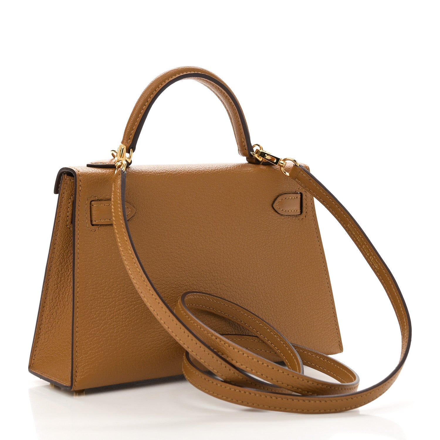 Hermes Chevre Mysore Verso Mini Kelly Sellier 20 Caramel Cacao