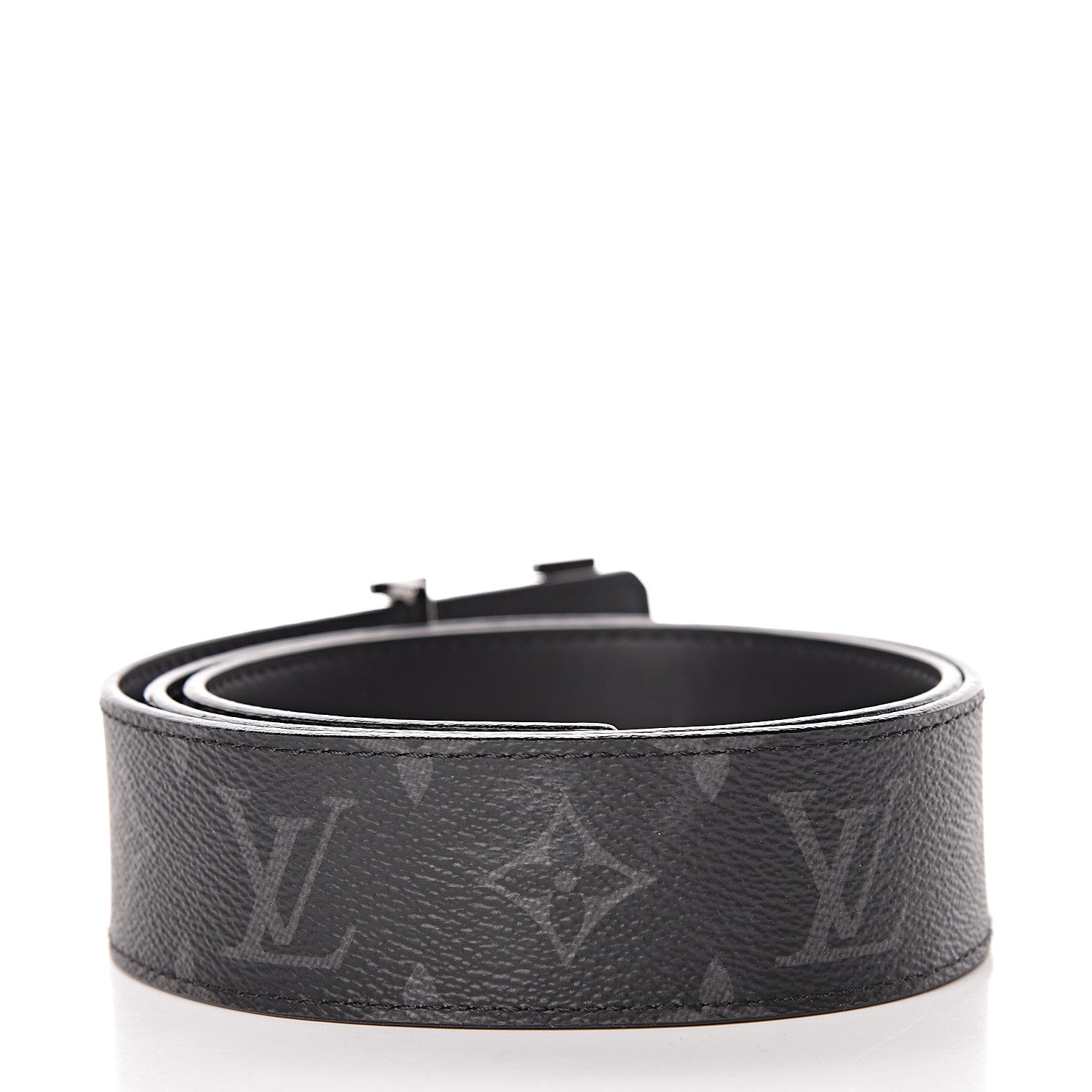 Louis Vuitton Calfskin Monogram Eclipse LV Initiales Reversible Belt 80 32 3 of 7
