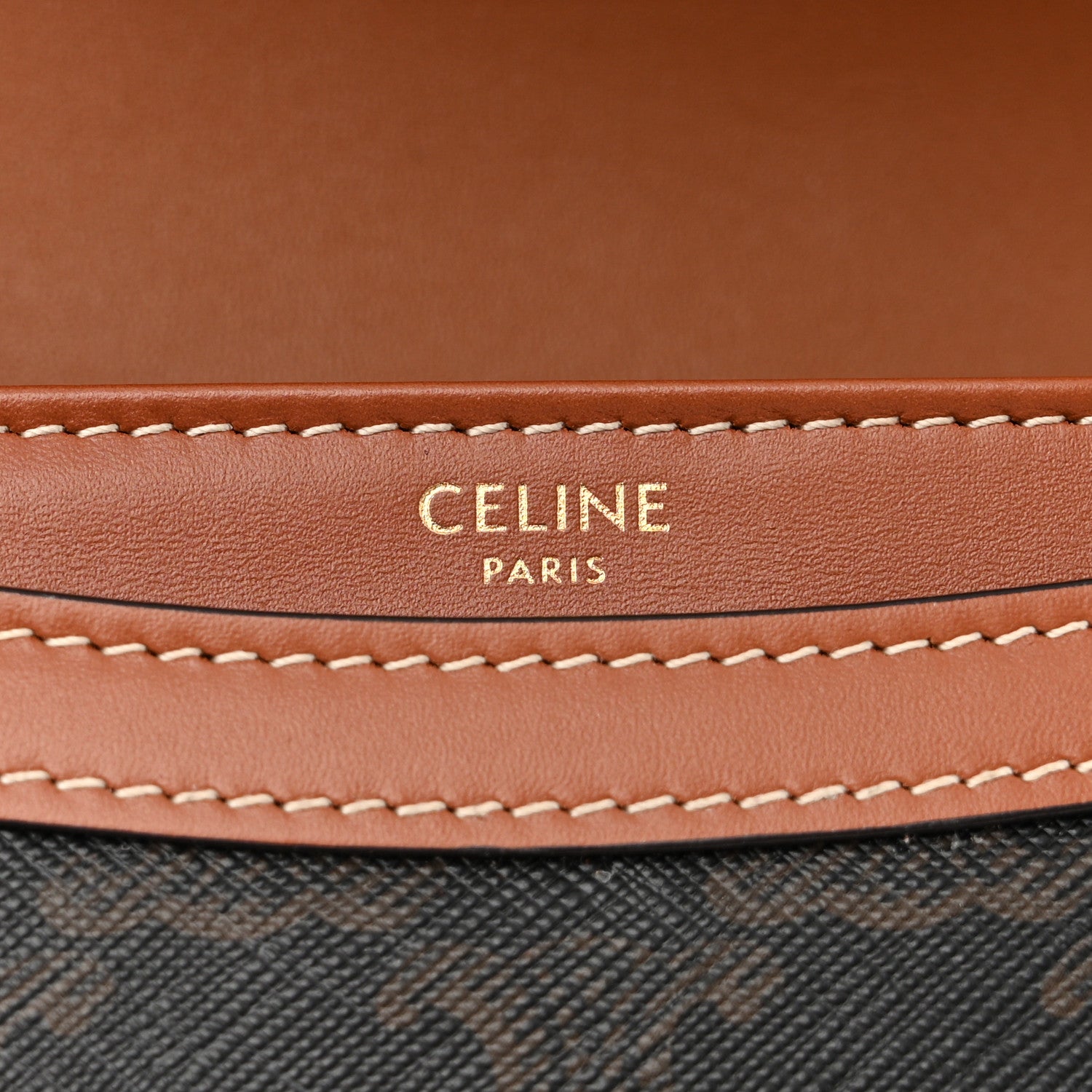 Celine Canvas Calfskin Triomphe Teen Besace Tan 6 of 10