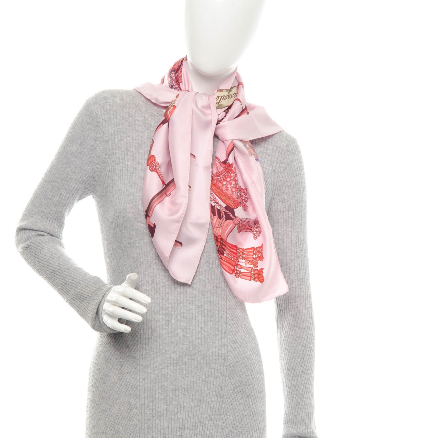 Hermes Silk Passementerie Scarf 90 Vieux Rose Corail Violine 2 of 7