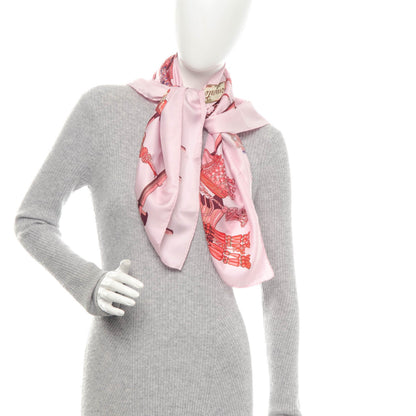 Hermes Silk Passementerie Scarf 90 Vieux Rose Corail Violine 2 of 7