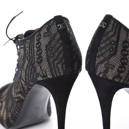 Chanel Lace Pearl Booties 39 Black 16 of 17