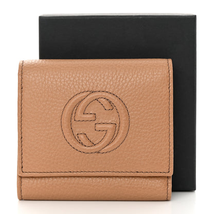 Gucci Pebbled Calfskin Soho Compact Flap Wallet Camelia 10 of 10