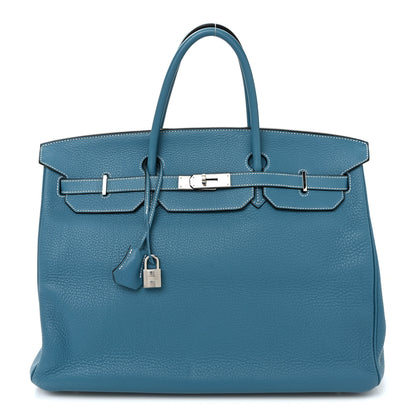 Hermes Taurillon Clemence Birkin 40 Blue Jean 1 of 12