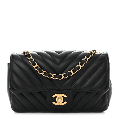 Chanel Lambskin Chevron Quilted Mini Rectangular Flap Black 1 of 11