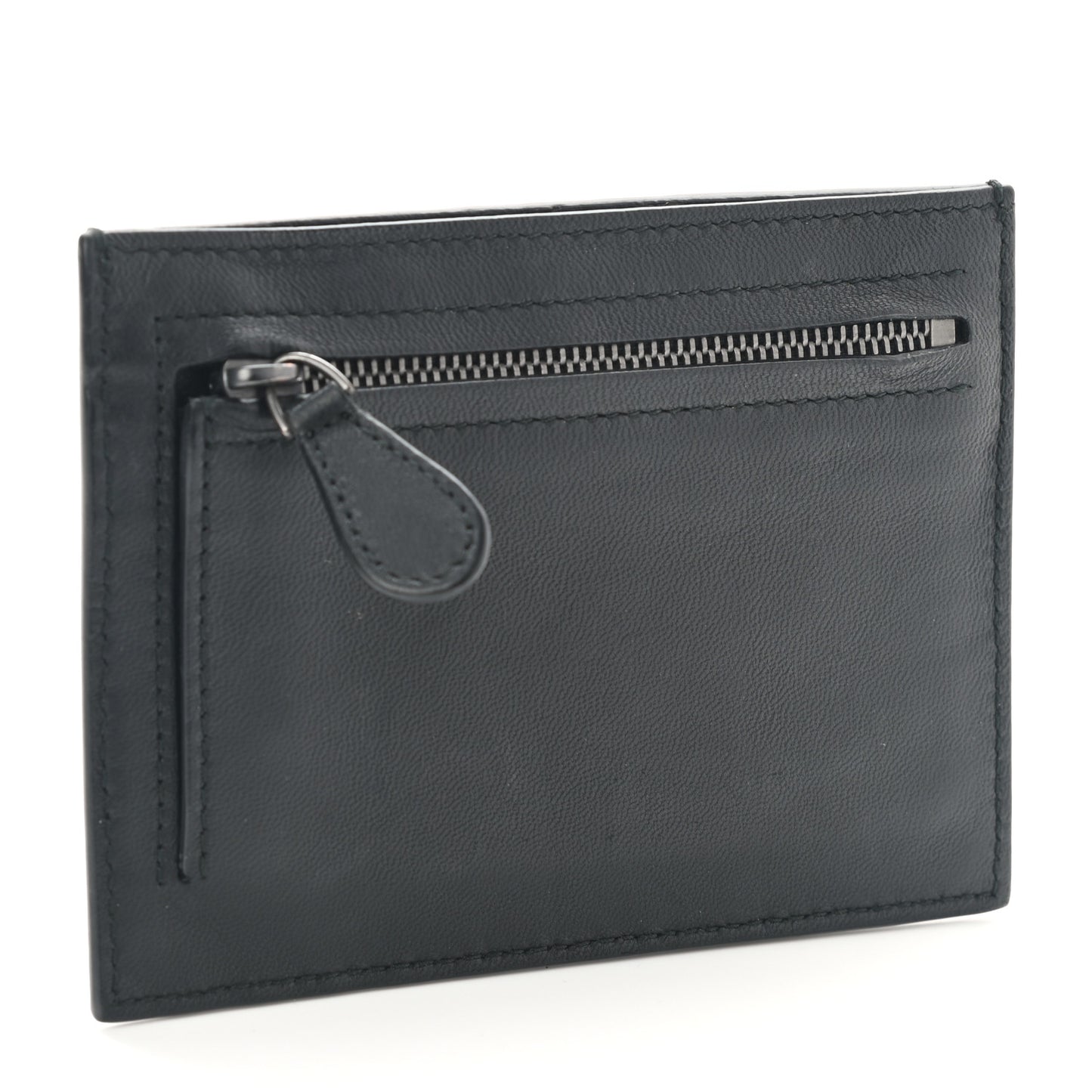 Nappa Intrecciato Zip Card Holder Black