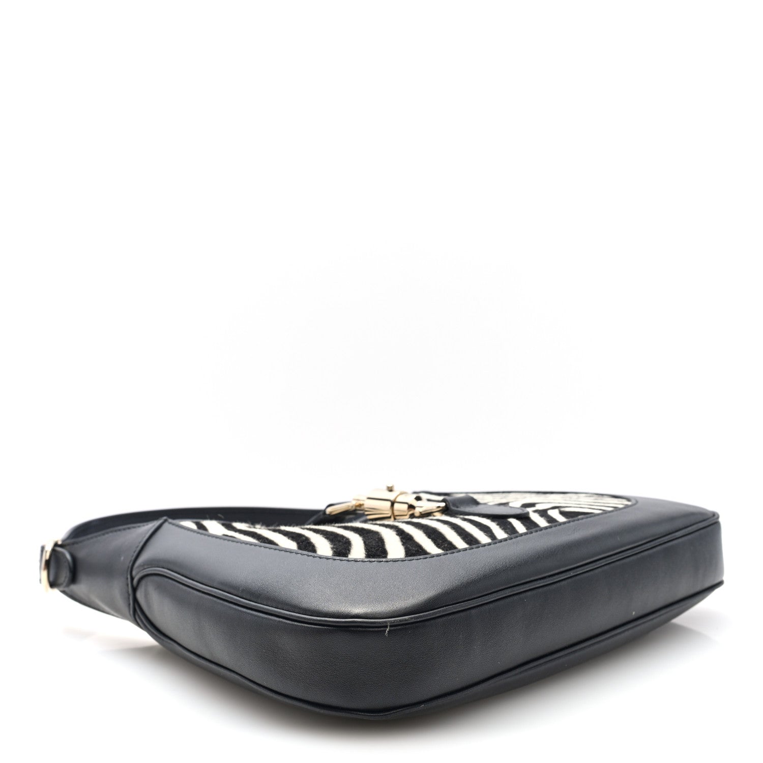 Gucci Pony Hair Zebra Print Calfskin Small Jackie 1961 Hobo Black