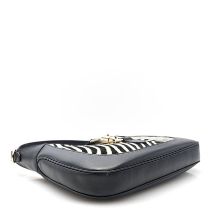 Gucci Pony Hair Zebra Print Calfskin Small Jackie 1961 Hobo Black White 4 of 9