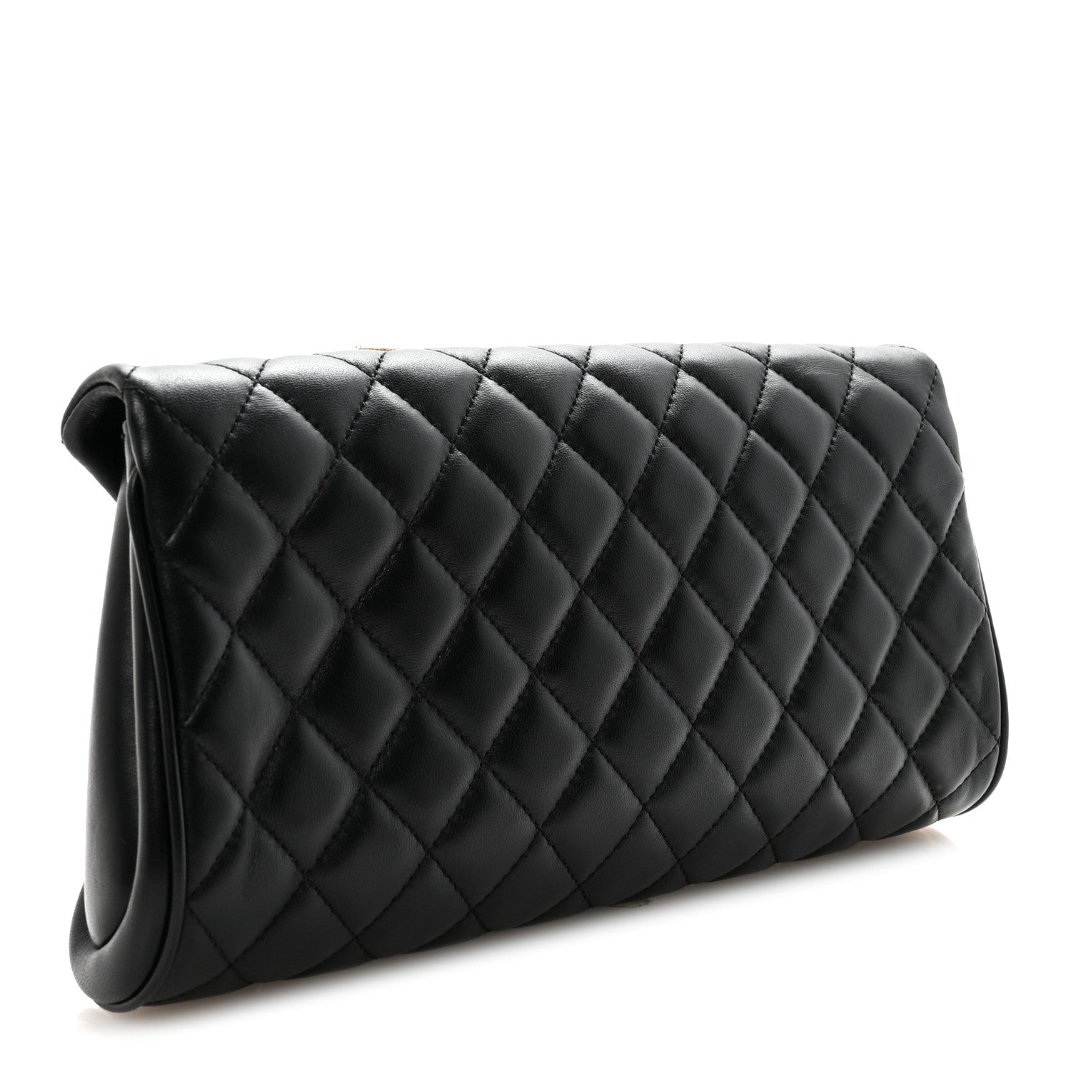 Chanel Lambskin Quilted Fold Up Again Clutch Black 2 of 10