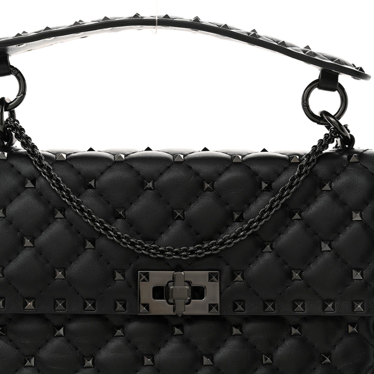 Valentino Garavani Lambskin Monochrome Medium Rockstud Spike Shoulder Bag Black 7 of 10
