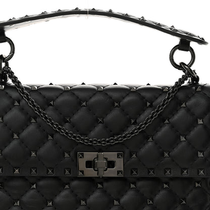 Valentino Garavani Lambskin Monochrome Medium Rockstud Spike Shoulder Bag Black 7 of 10