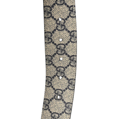 Gucci GG Supreme Monogram Selleria Calfskin Interlocking G 40mm Belt 100 40 Navy 5 of 6