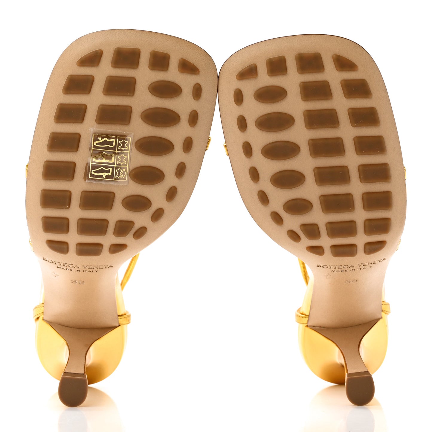 Laminated Calfskin The Line 90mm Sandals 36 Gold
