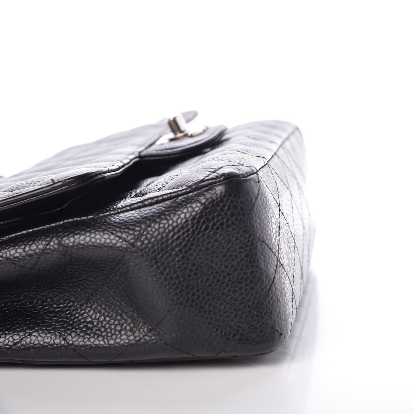 Caviar Quilted Medium Double Flap Black