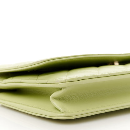 Chanel Lambskin Quilted Wallet On Chain WOC Light Green 10 of 12
