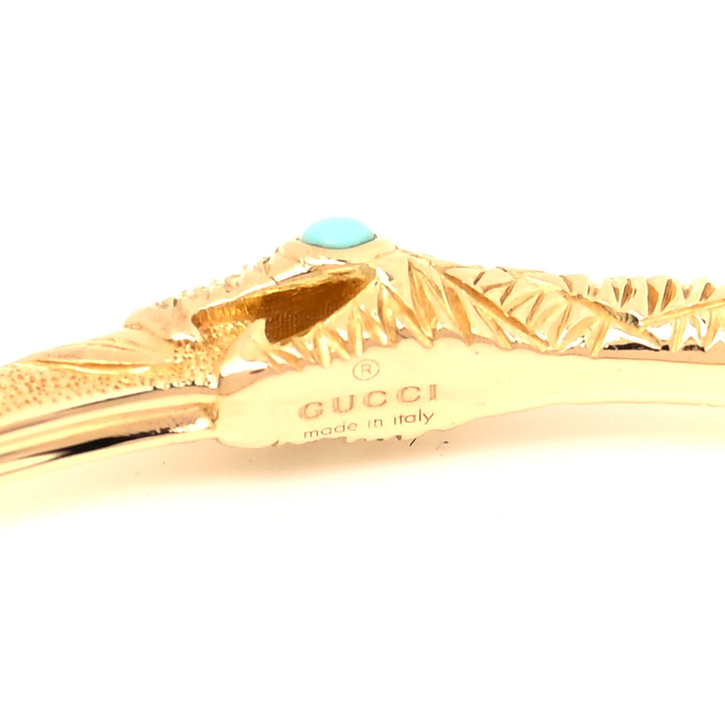 18K Yellow Gold Turquoise Ouroboros Snake Bangle Bracelet