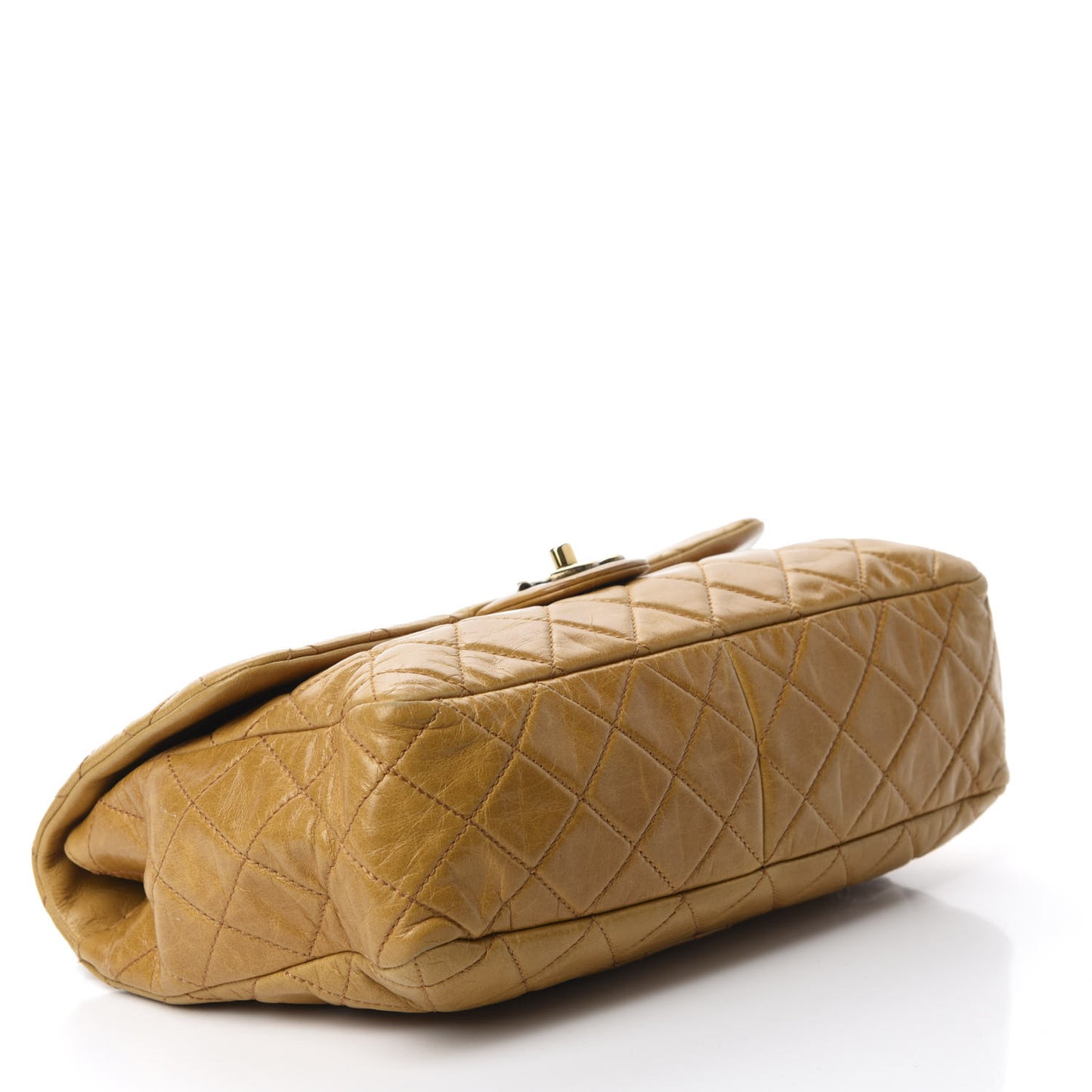 Glazed Calfskin Castle Rock Medium Flap Yellow