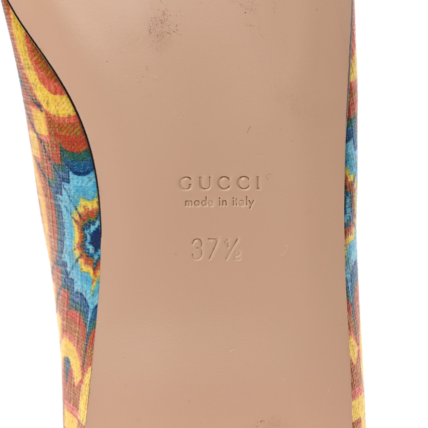 Gucci GG Supreme Kaleidoscope Calfskin Deva Horsebit Chain Embellished Flats 37.5 Blue Orange Multicolor Blue Agata 8 of 9