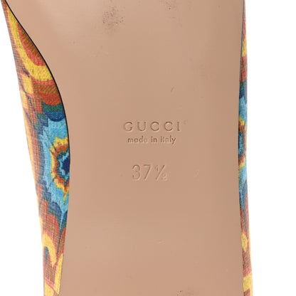 Gucci GG Supreme Kaleidoscope Calfskin Deva Horsebit Chain Embellished Flats 37.5 Blue Orange Multicolor Blue Agata 8 of 9