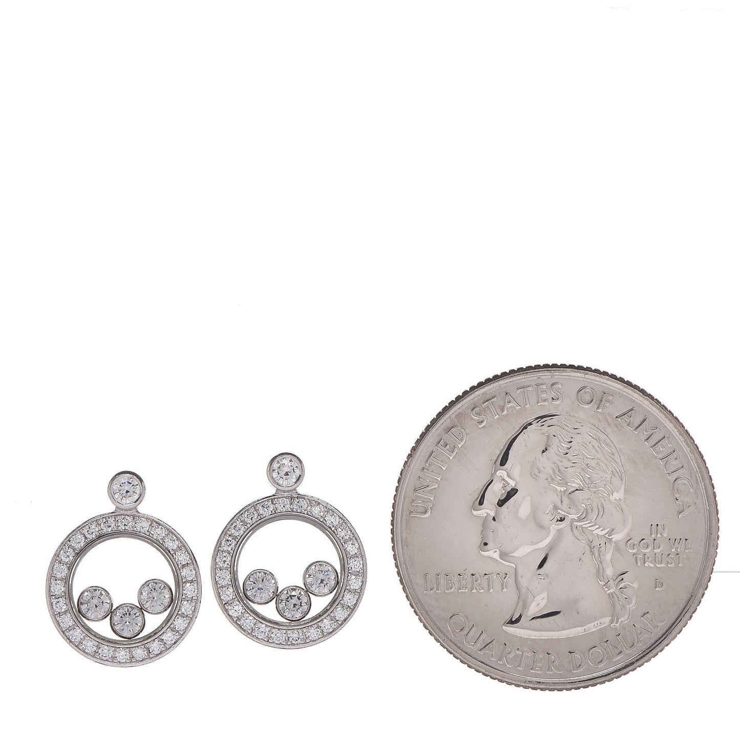 18K White Gold Happy Diamonds Icons Drop Earrings