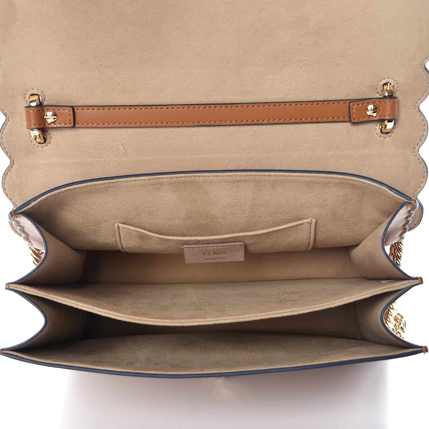 Vitello Liberty Scalloped Studded Kan I Shoulder Bag Caramello