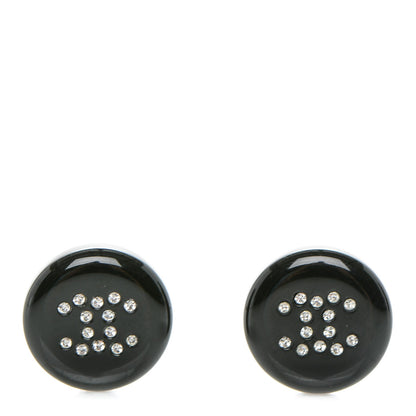 Chanel Resin Crystal CC Earrings Black 1 of 5