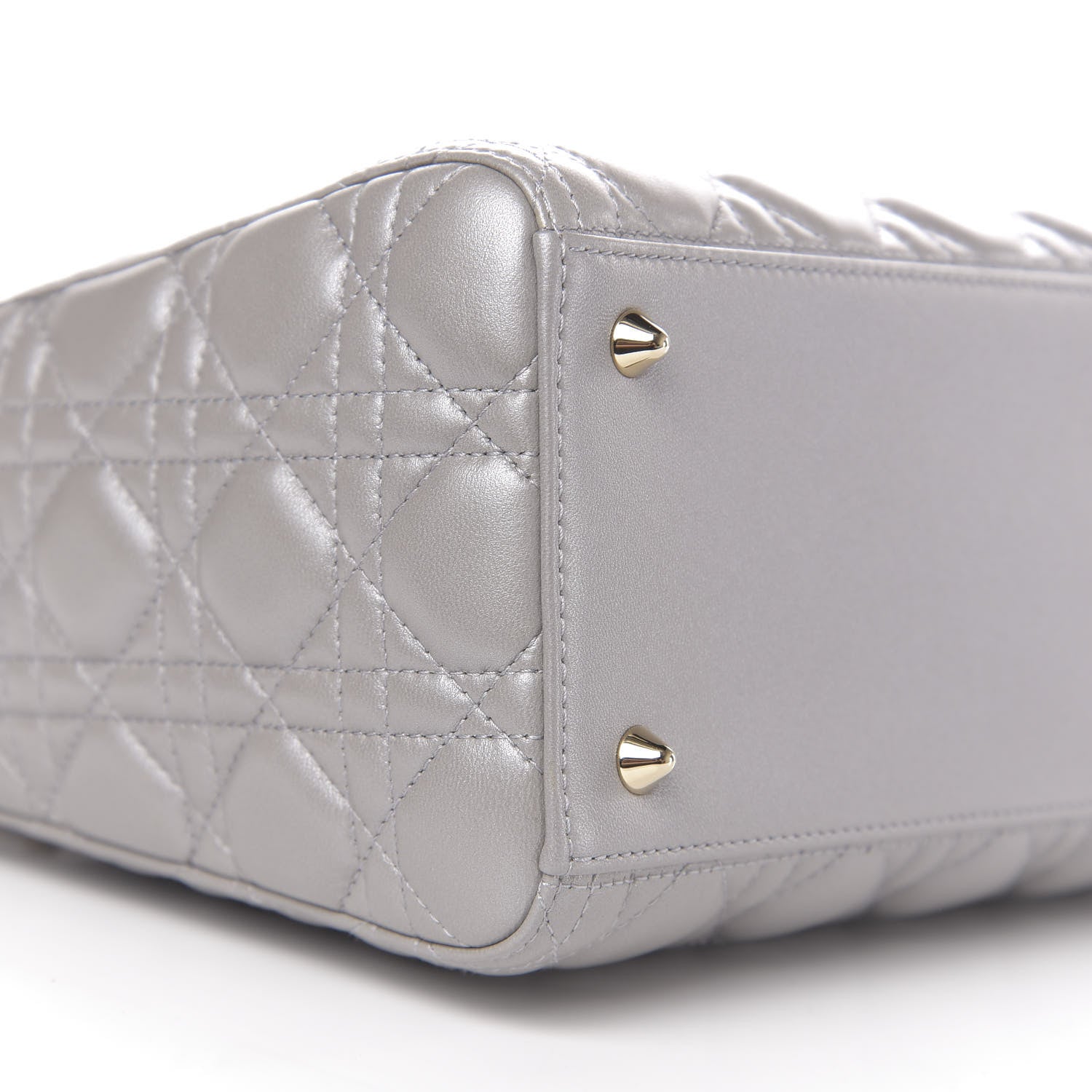 Christian Dior Pearly Lambskin Cannage Medium Lady Dior Grey 14 of 18