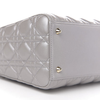 Christian Dior Pearly Lambskin Cannage Medium Lady Dior Grey 14 of 18