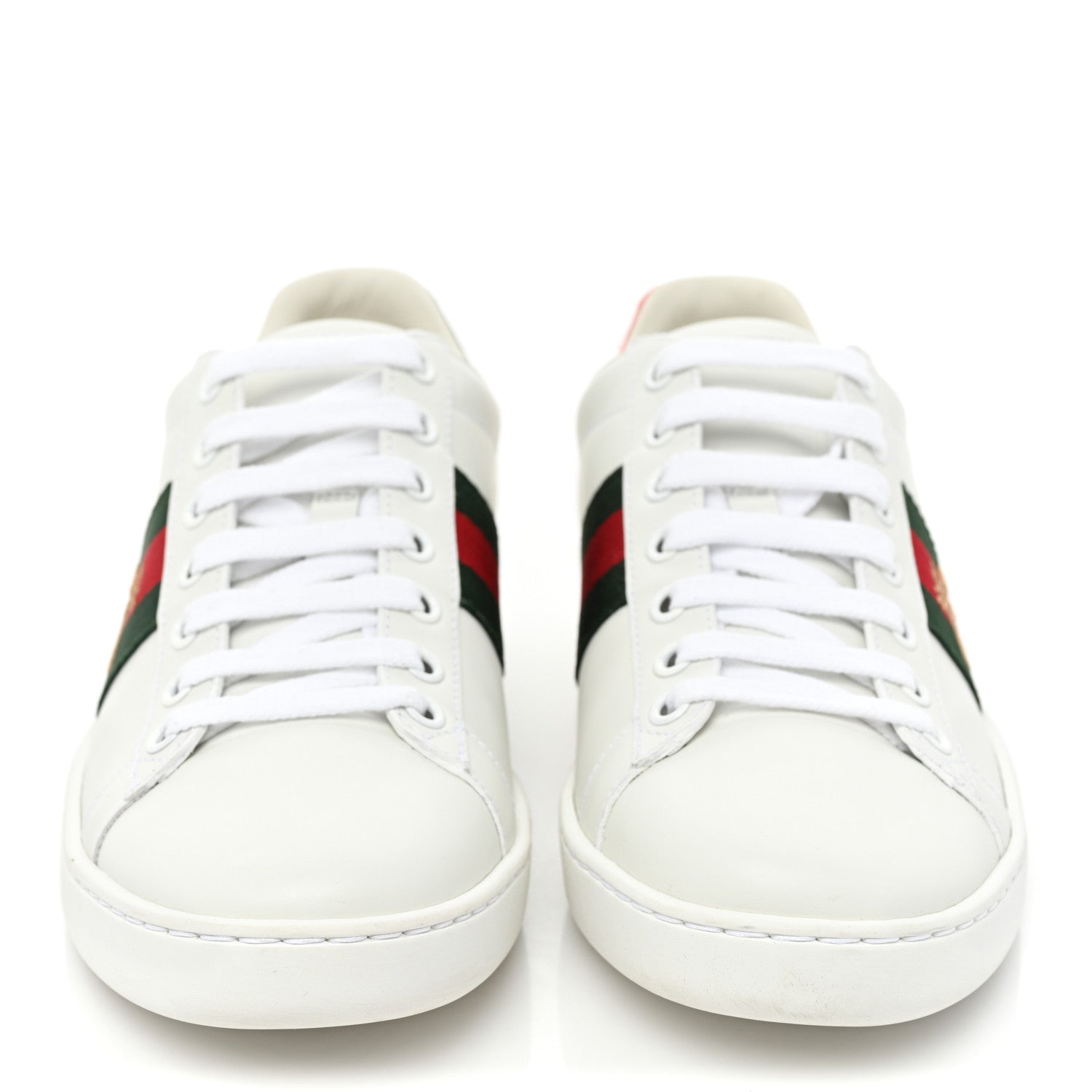 Gucci Calfskin Ayers Bee Embroidered Womens Ace Sneakers 37 White Green 2 of 10