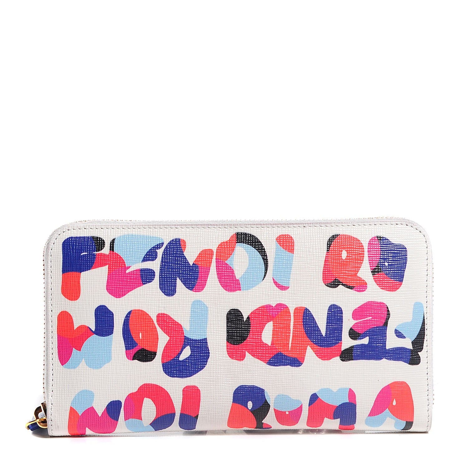 Fendi Vitello Elite Fendi Roma Simply Zip Around Wallet White Multicolor 1 of 9