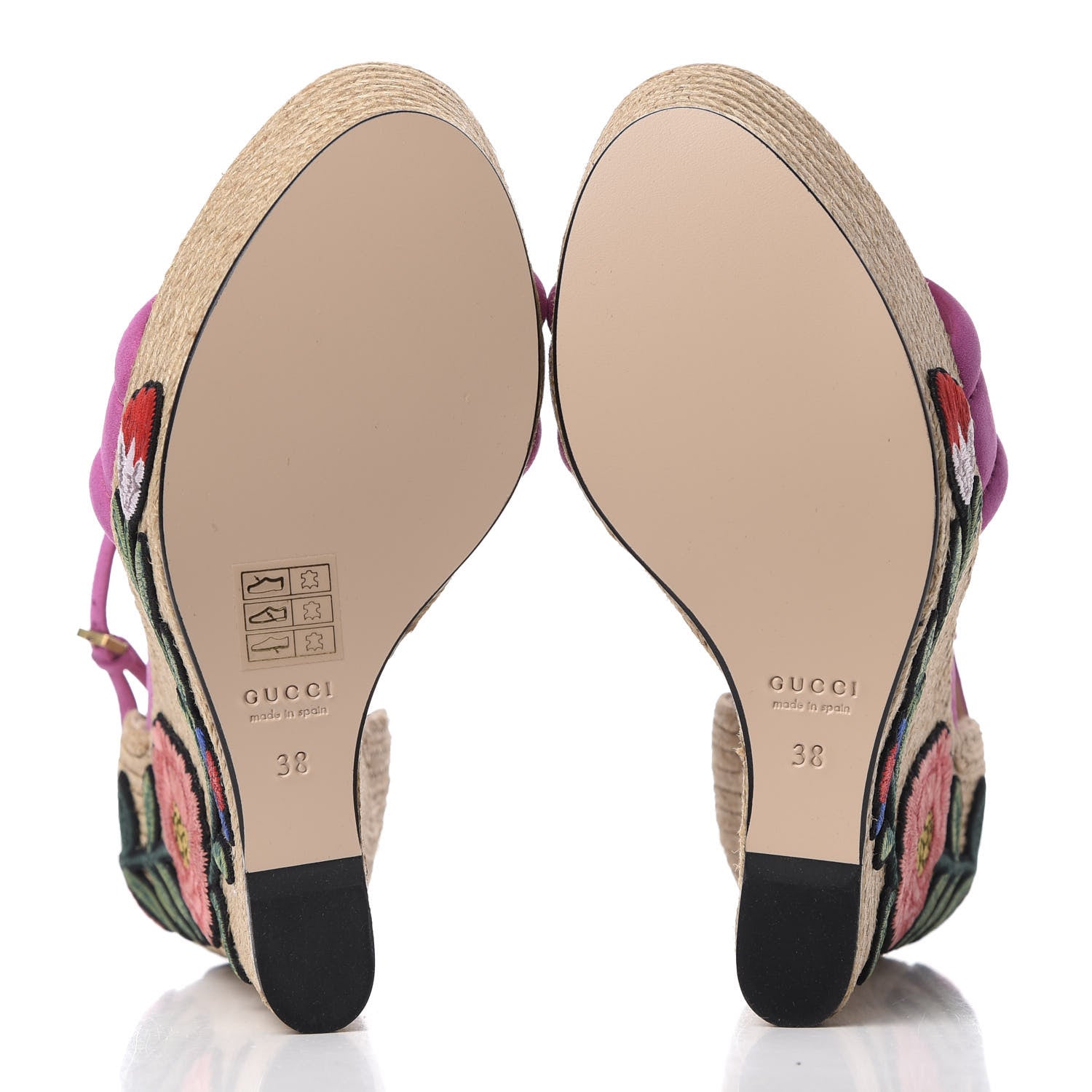 Gucci Kid Scamosciato Ophelia Espadrille Platform Wedge Sandals 38 Rododendro 5 of 9