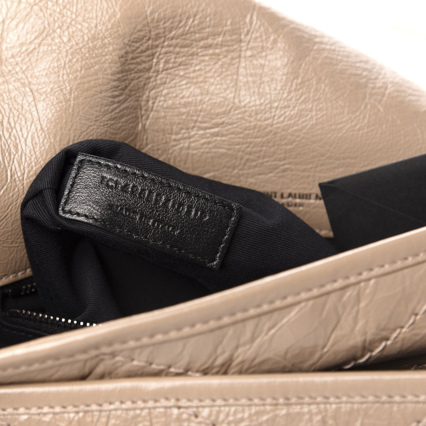 Crinkled Calfskin Matelasse Monogram Medium Niki Chain Satchel Light Taupe