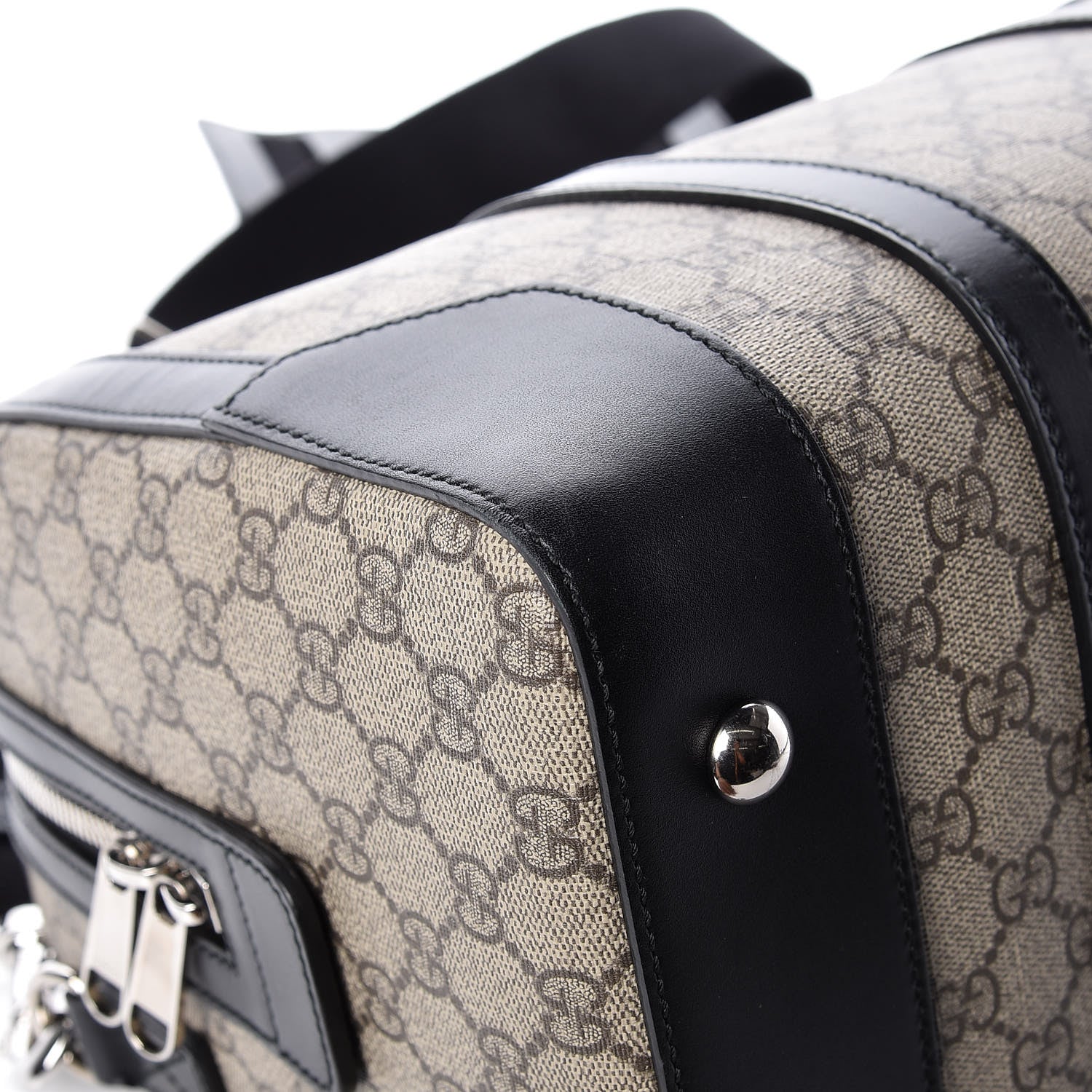 Gucci GG Supreme Monogram Medium Duffle Beige Ebony Black 13 of 14
