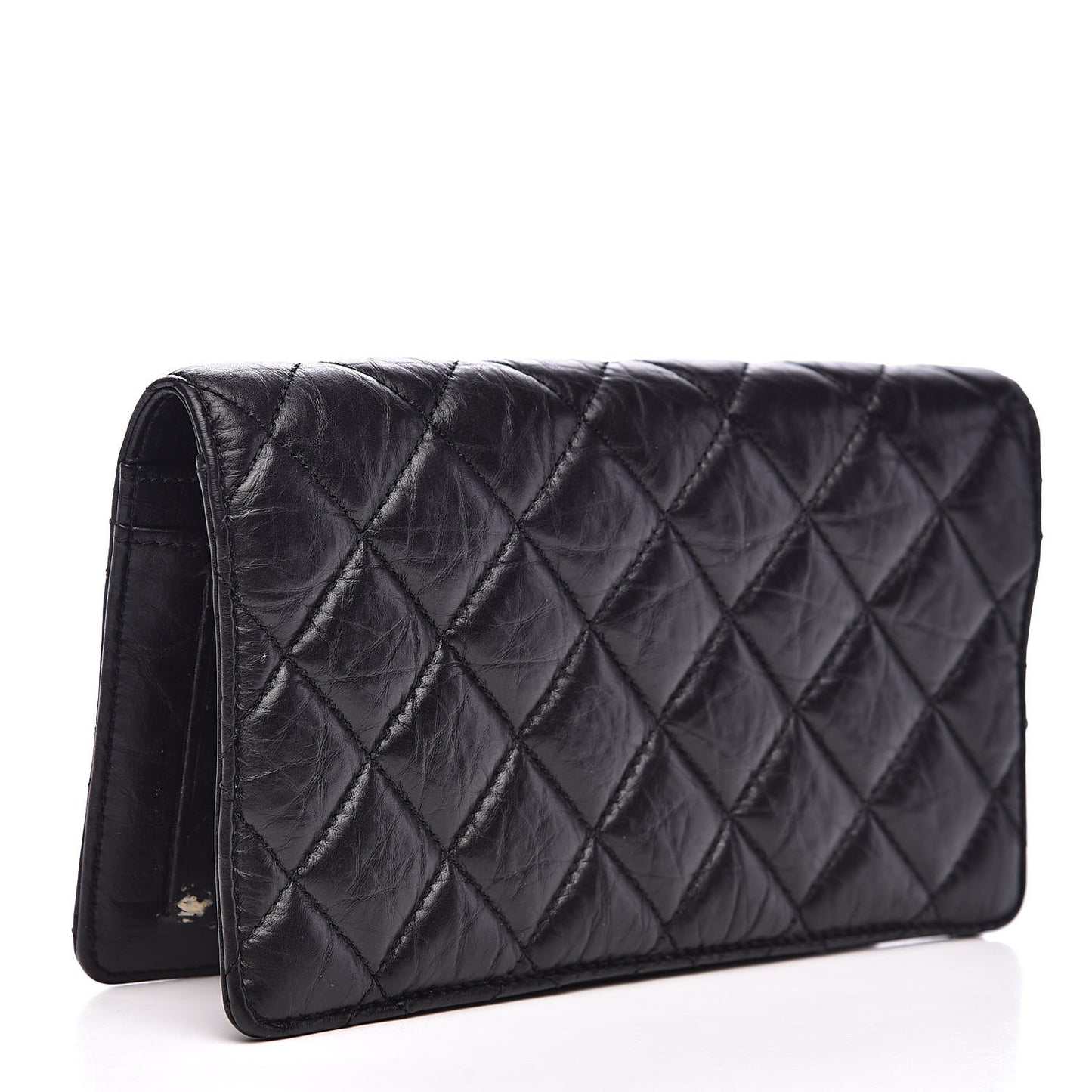 Aged Calfskin Quilted Reissue Yen Wallet Black