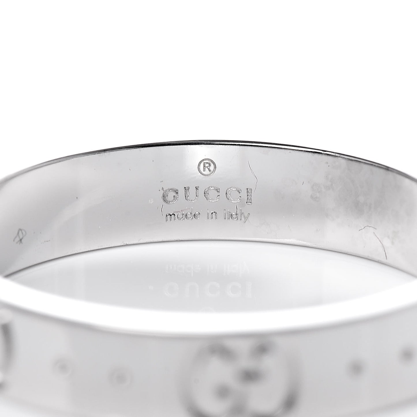 18K White Gold 4mm Icon Thin Band Ring 58 8.25