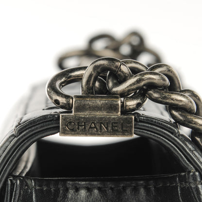 Chanel Calfskin Embossed Medium Paris Salzburg Boy Flap Black 7 of 9