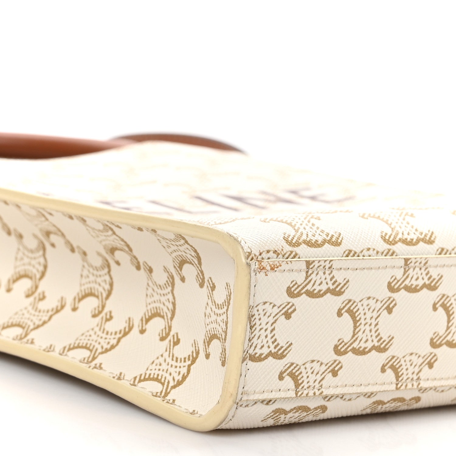 Celine Triomphe Canvas Calfskin Mini Vertical Cabas White 7 of 8