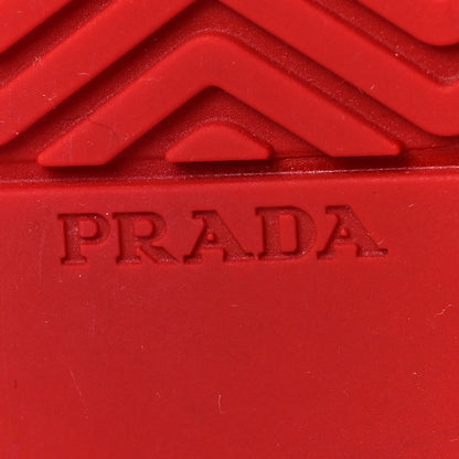 Prada Vitello Soft Triangle Logo Womens Low Top Sneakers 37.5 Rosso White 7 of 8