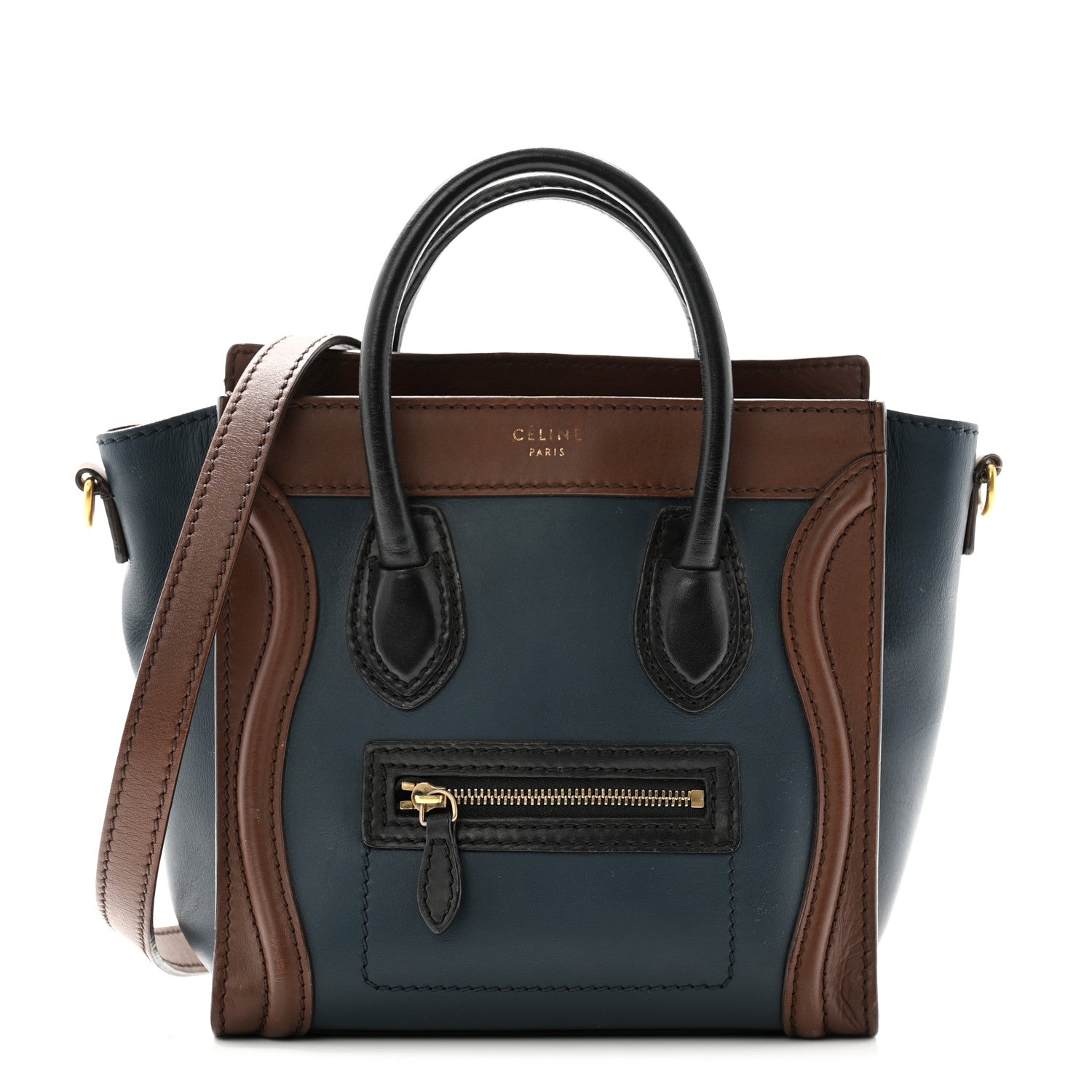 Celine Smooth Drummed Calfskin Nano Tri-Color Luggage Navy 1 of 11